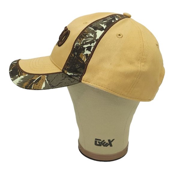 NESCO Logo Camo Stripe Khaki Strapback Trucker Baseball Hat Atlanta Cap - Picture 8 of 12